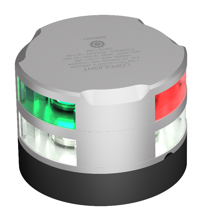 Tri-color/anchor, silver anodized Tri-color/anchor, silver anodized